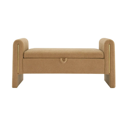 Modern Teddy Upholstered Large Bed End Bench with Arms and Storage beige by Unique Piece Furniture on Tampa Home & Garden Store