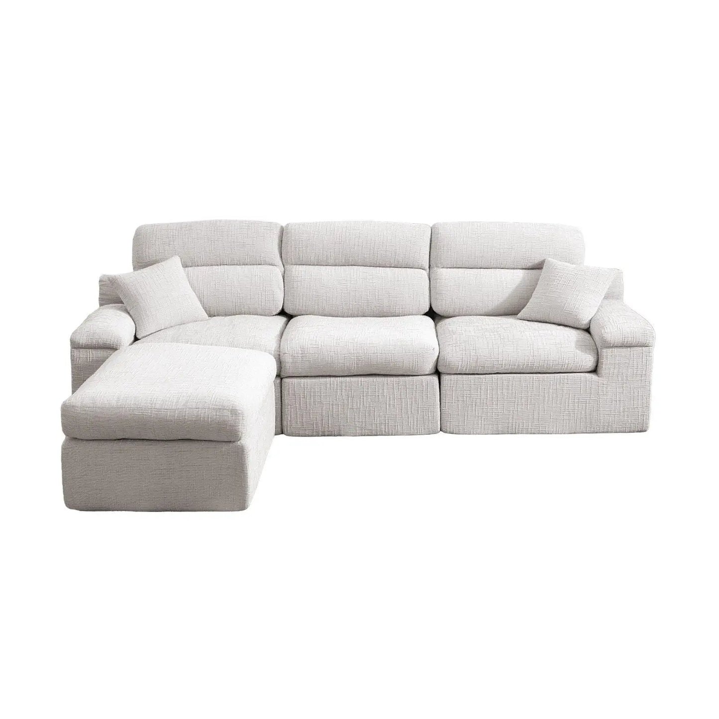 Corner Chaise Sofa with High Backrest in beige fabric, 2-piece set by Unique Piece Furniture on Tampa Home & Garden Store