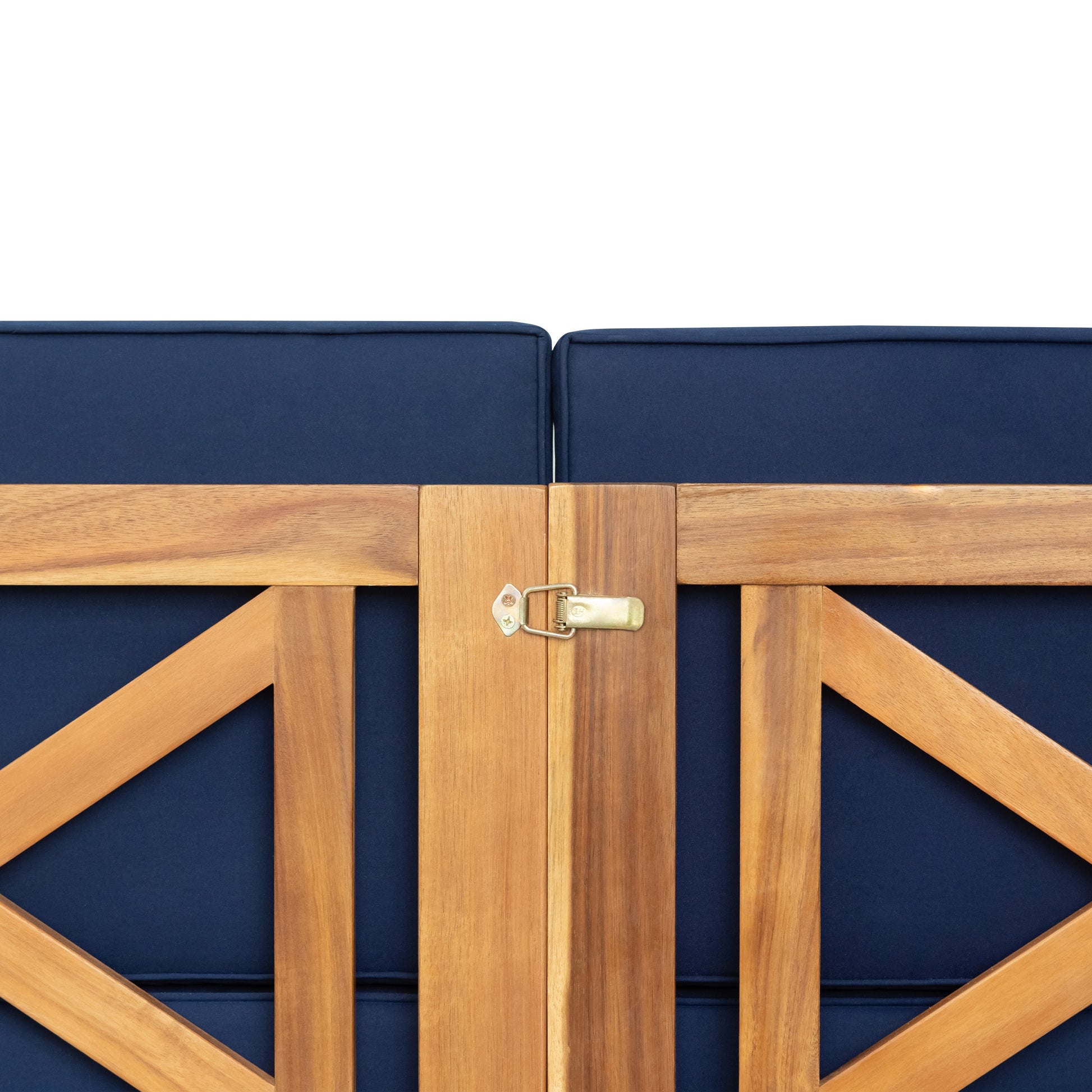 TOPMAX Outdoor 5-Piece Wood Sectional Sofa Set with Blue Cushions on wood frame on Tampa Home & Garden Store