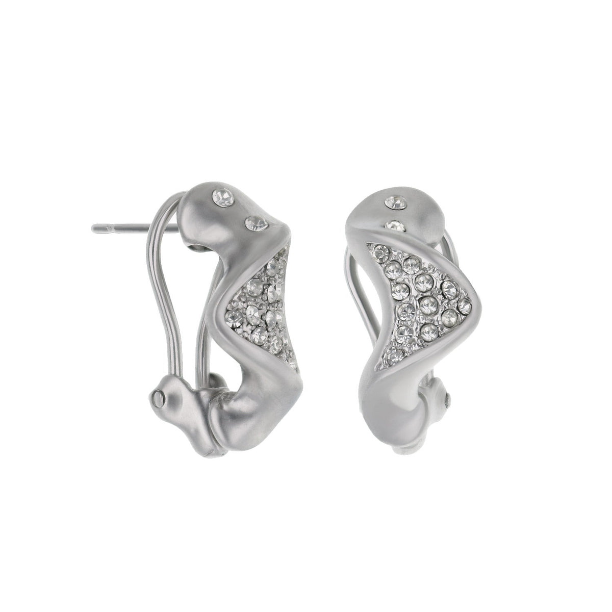 Pave earrings, Lauren G Adams, silver-tone crystals, pair on Tampa Home & Garden Store on Tampa Home & Garden Store
