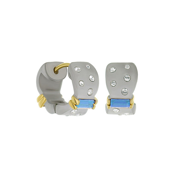 Matte and Slim Huggie Earrings In Rhodium Brass