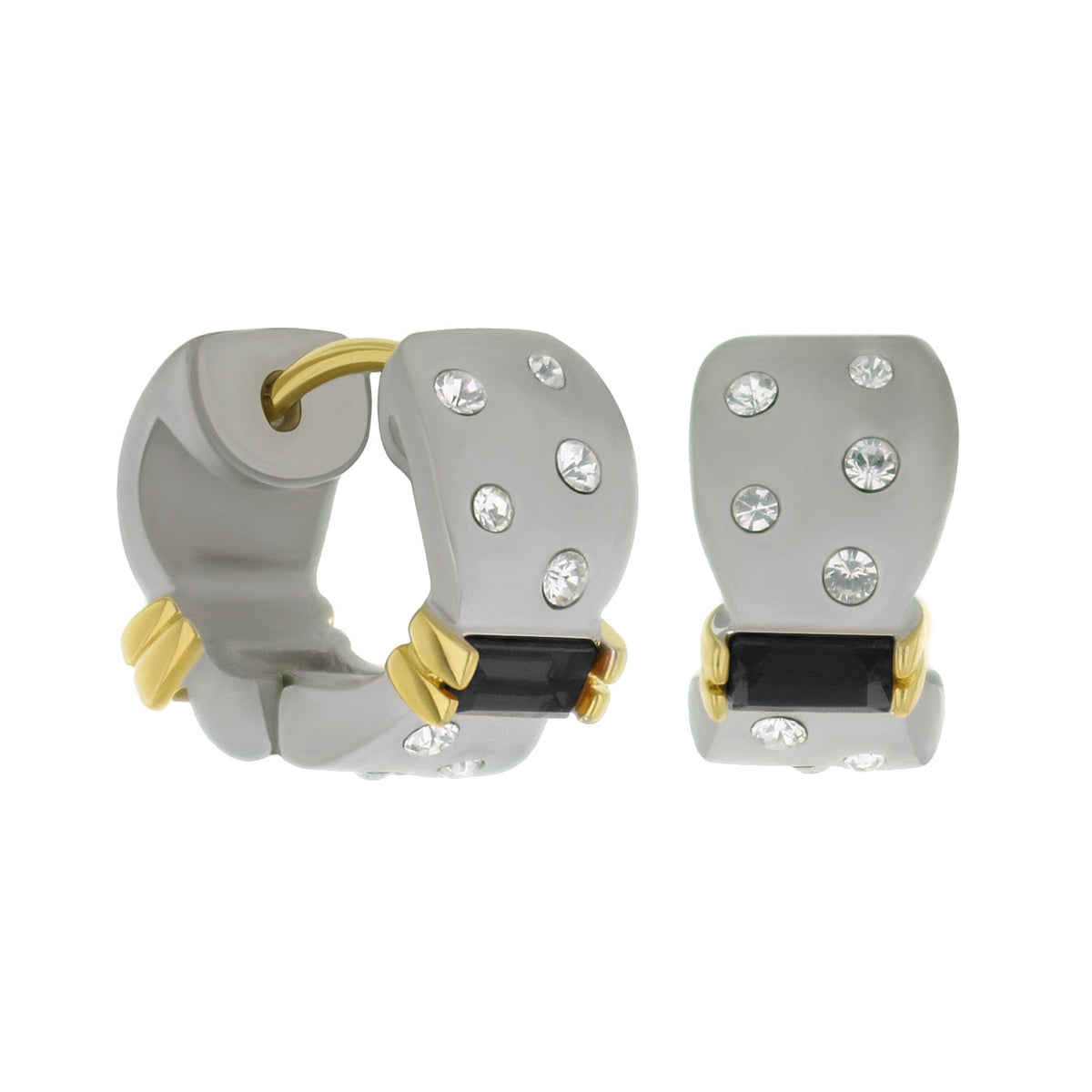 Matte and Slim Huggie Earrings In Rhodium Brass