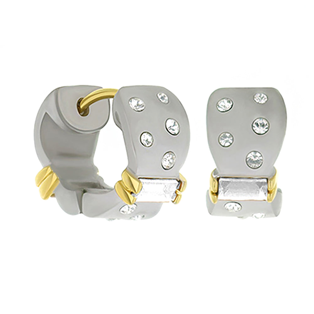 Matte and Slim Huggie Earrings In Rhodium Brass