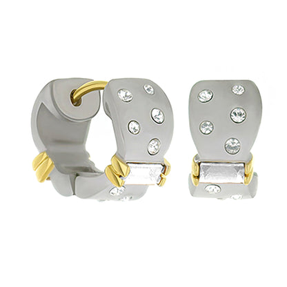 Matte and Slim Huggie Earrings In Rhodium Brass