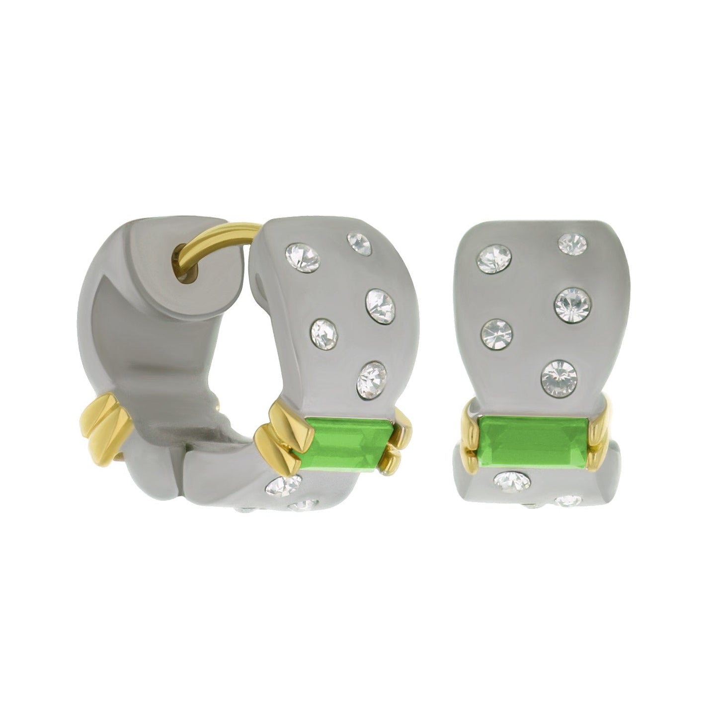 Matte and Slim Huggie Earrings In Rhodium Brass
