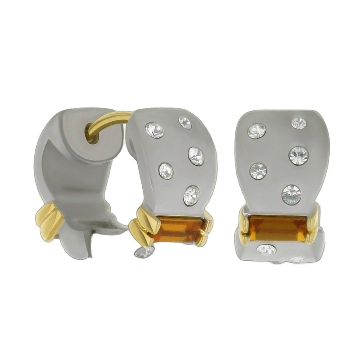 Matte and Slim Huggie Earrings In Rhodium Brass