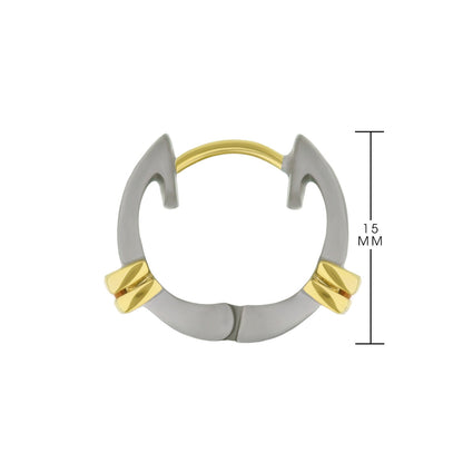 Matte and Slim Huggie Earrings In Rhodium Brass