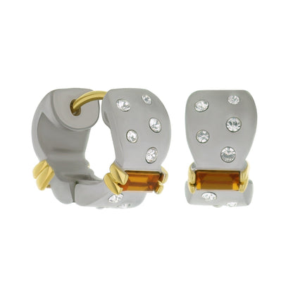 Matte and Slim Huggie Earrings In Rhodium Brass