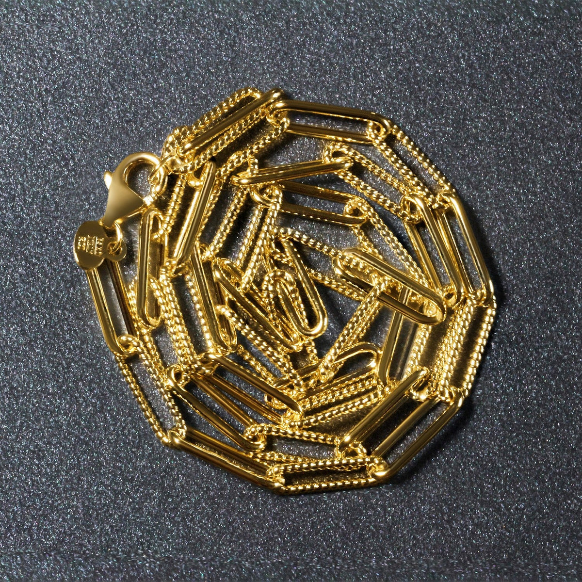 14k yellow gold textured paperclip chain necklace 3.5mm with bold rectangular links on Tampa Home & Garden Store