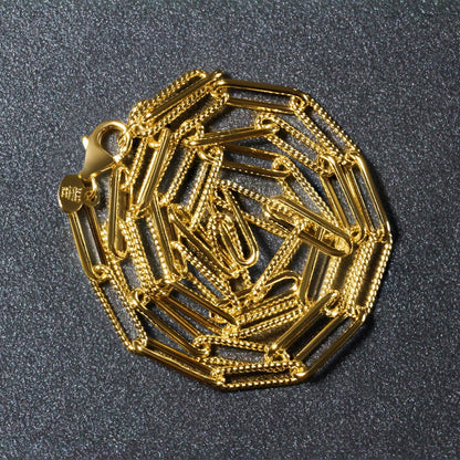 14k yellow gold textured paperclip chain necklace 3.5mm with bold rectangular links on Tampa Home & Garden Store