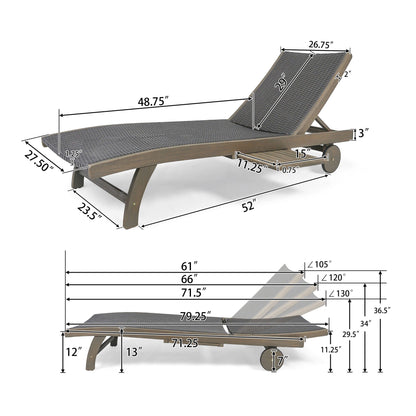 Outdoor Chaise Lounge with gray wicker seat and pull-out tray by HouseOfZazla on Tampa Home & Garden Store