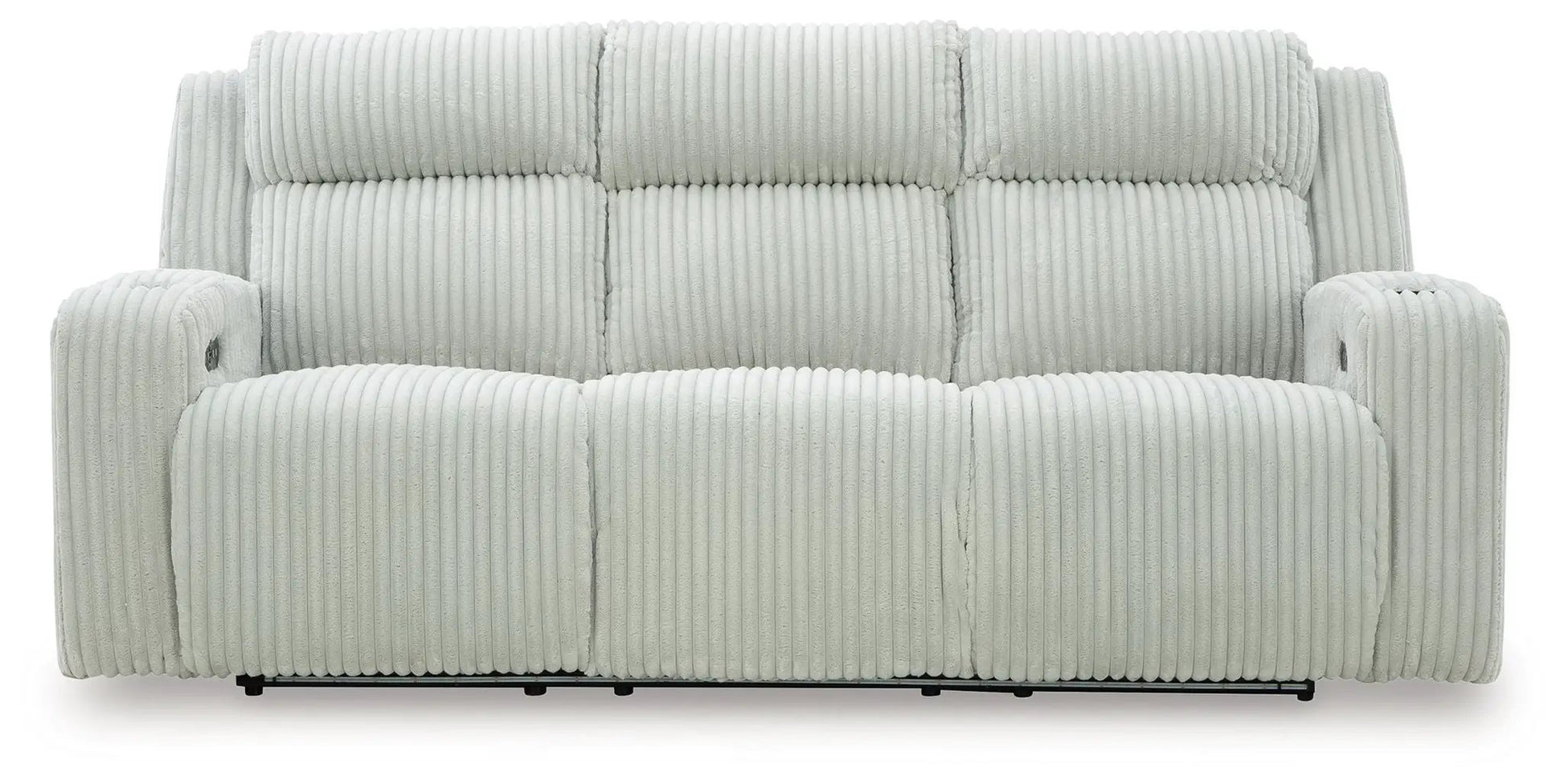 Forest Lake power reclining sofa with adjustable headrest in light gray corduroy on Tampa Home & Garden Store