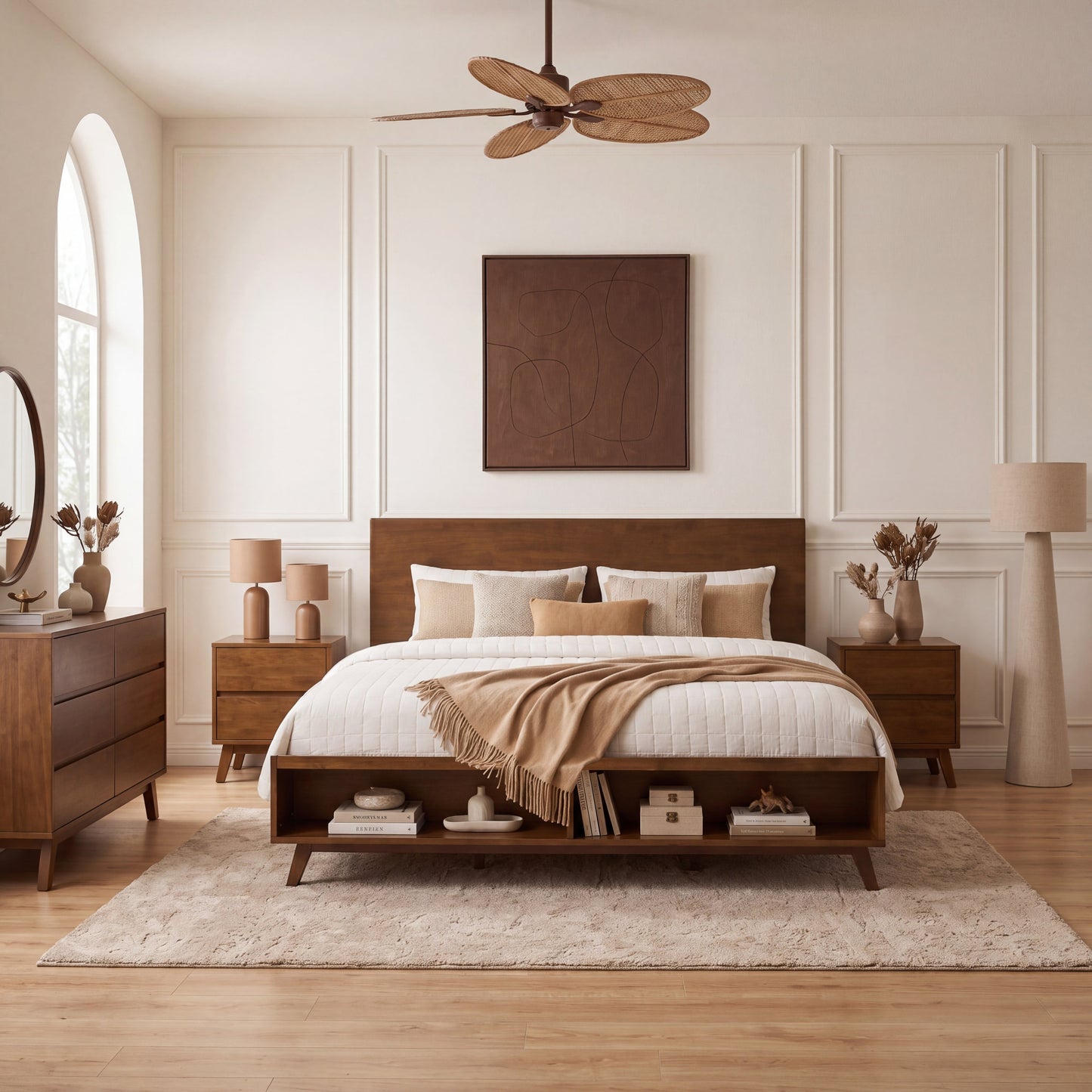 Solid Walnut King Platform Bed With Storage