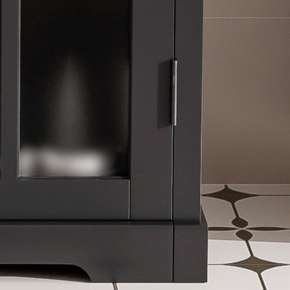 Modern bathroom vanity with ceramic sink, dark gray finish, tempered blurred glass doors on Tampa Home & Garden Store