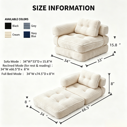 Boneless Foldable Floor Sofa Bed and Pillow