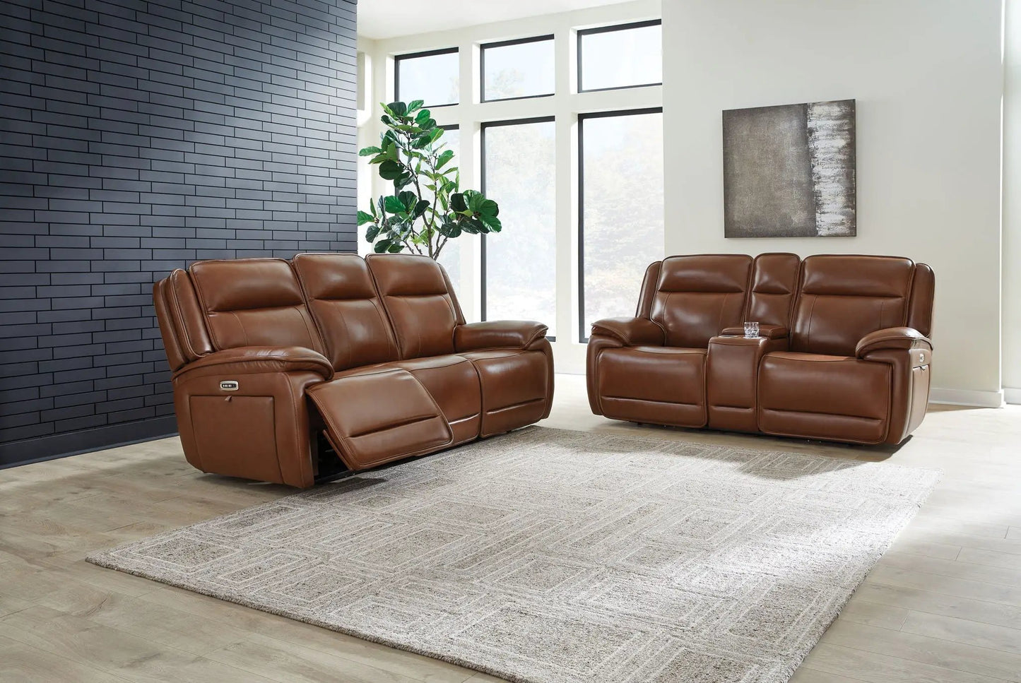 Healy Pier reclining sofa set brown leather two-piece by Unique Piece Furniture on Tampa Home & Garden Store