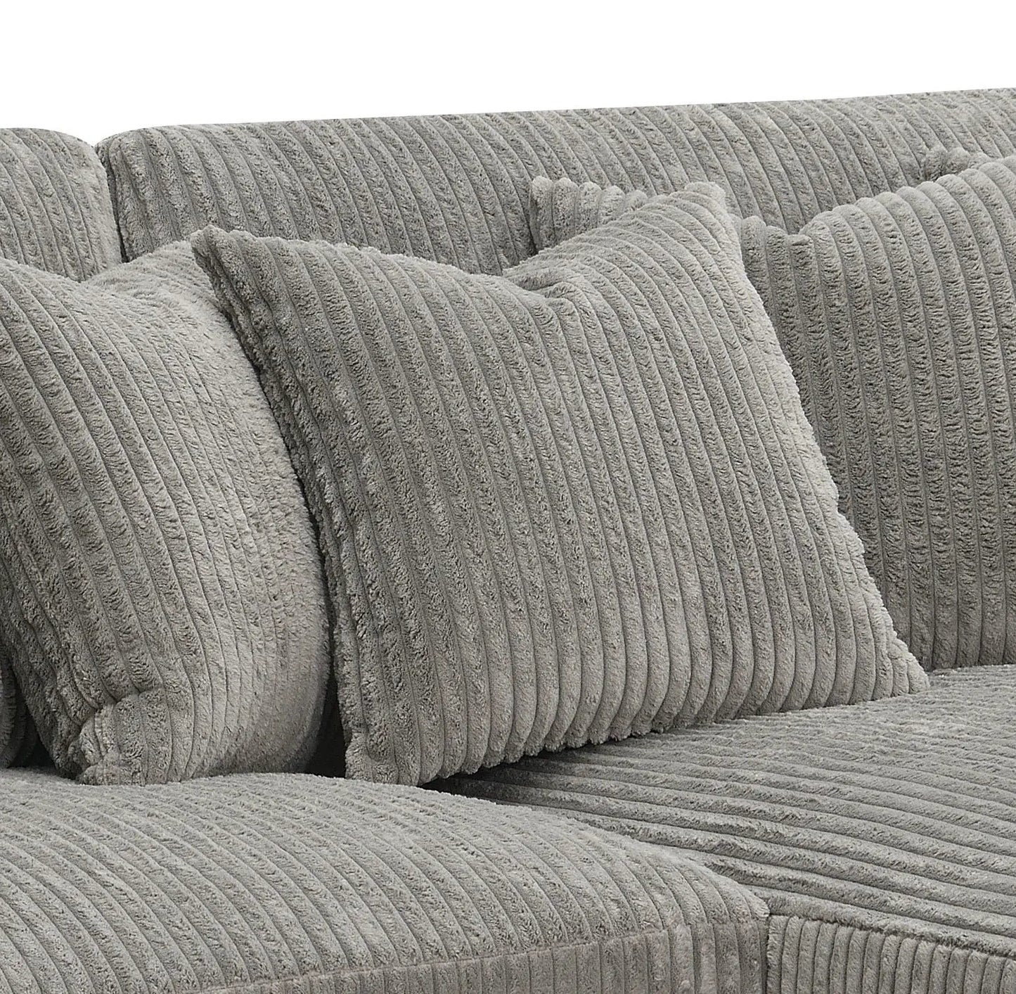 Tavia gray reversible sectional sofa cushions in textured corduroy upholstery on Tampa Home & Garden Store