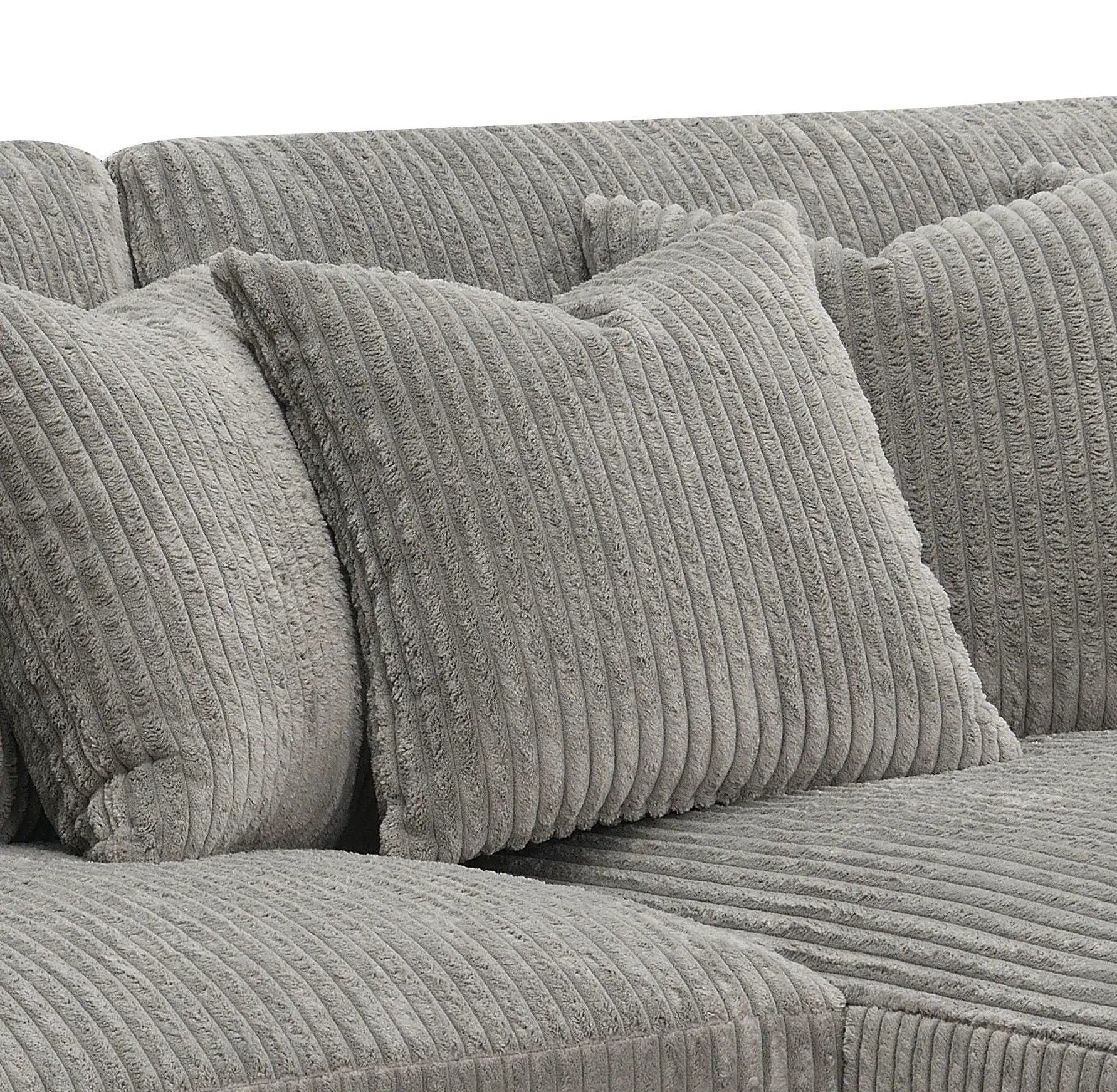 Tavia gray reversible sectional sofa cushions in textured corduroy upholstery on Tampa Home & Garden Store