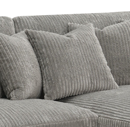 Tavia Reversible Sectional Sofa cushions in gray ribbed fabric close-up on Tampa Home & Garden Store