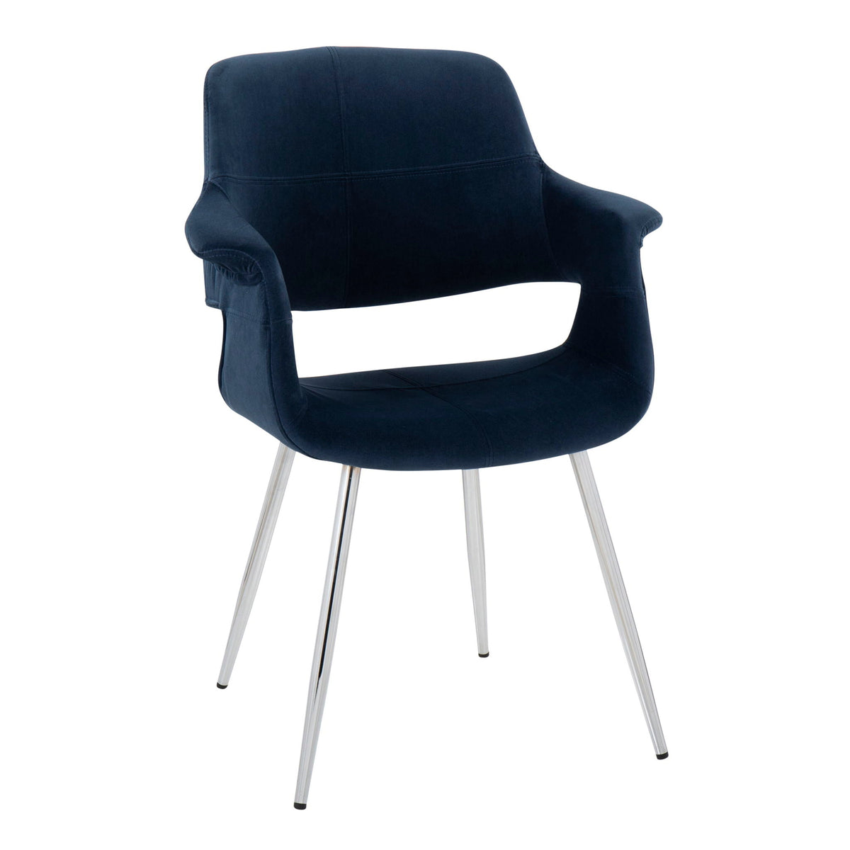 Retro Chic Art Deco Chair Set navy blue velvet chair with chrome frame by HouseOfZazla on Tampa Home & Garden Store