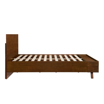 Walnut Queen Platform Bed Frame and Storage