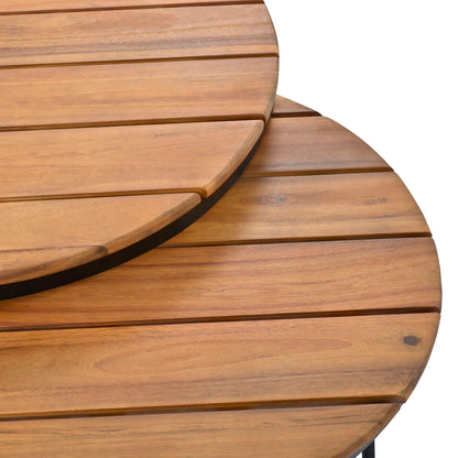 Nesting coffee tables with rounded edges in warm brown wood finish from HouseOfZazla 6-piece outdoor set on Tampa Home & Garden Store