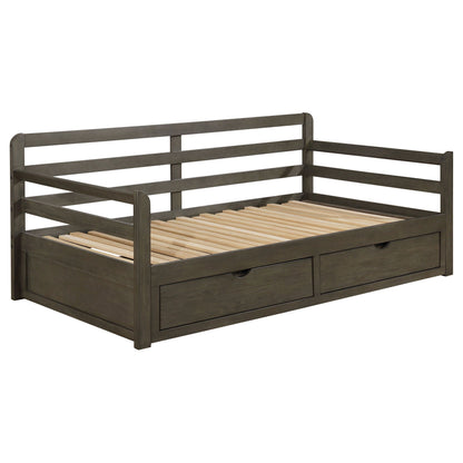 Twin Daybed With Trundle and Storage Drawers Gray
