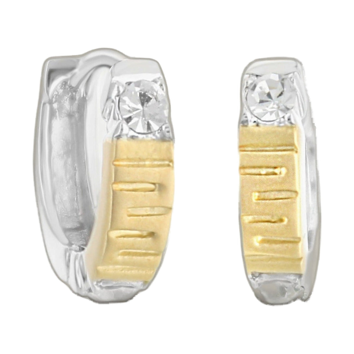 Matte Crystal Earrings by Lauren G Adams, two-tone silver and gold with clear crystals, pair on Tampa Home & Garden Store