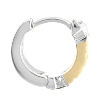 Matte Crystal Earrings by Lauren G Adams, two-tone silver hoop with gold inner arc on Tampa Home & Garden Store