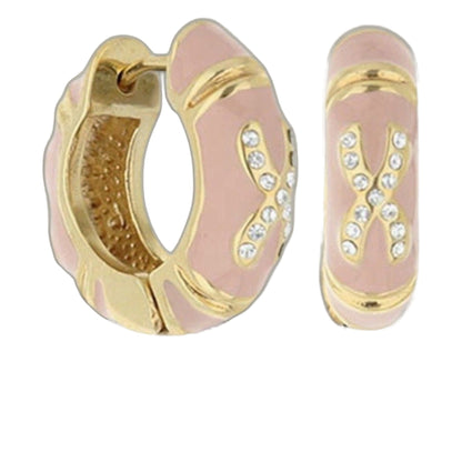 Elegant Hugs Earrings pink enamel with gold-tone trim and crystal accents by Lauren G Adams on Tampa Home & Garden Store