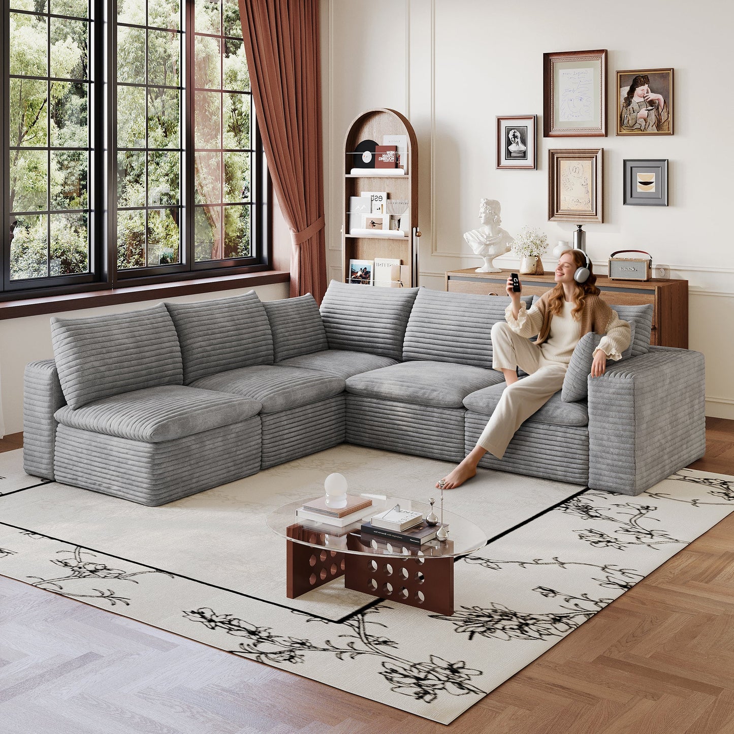 Modular Cloud Sofa and Corduroy Plush Seating