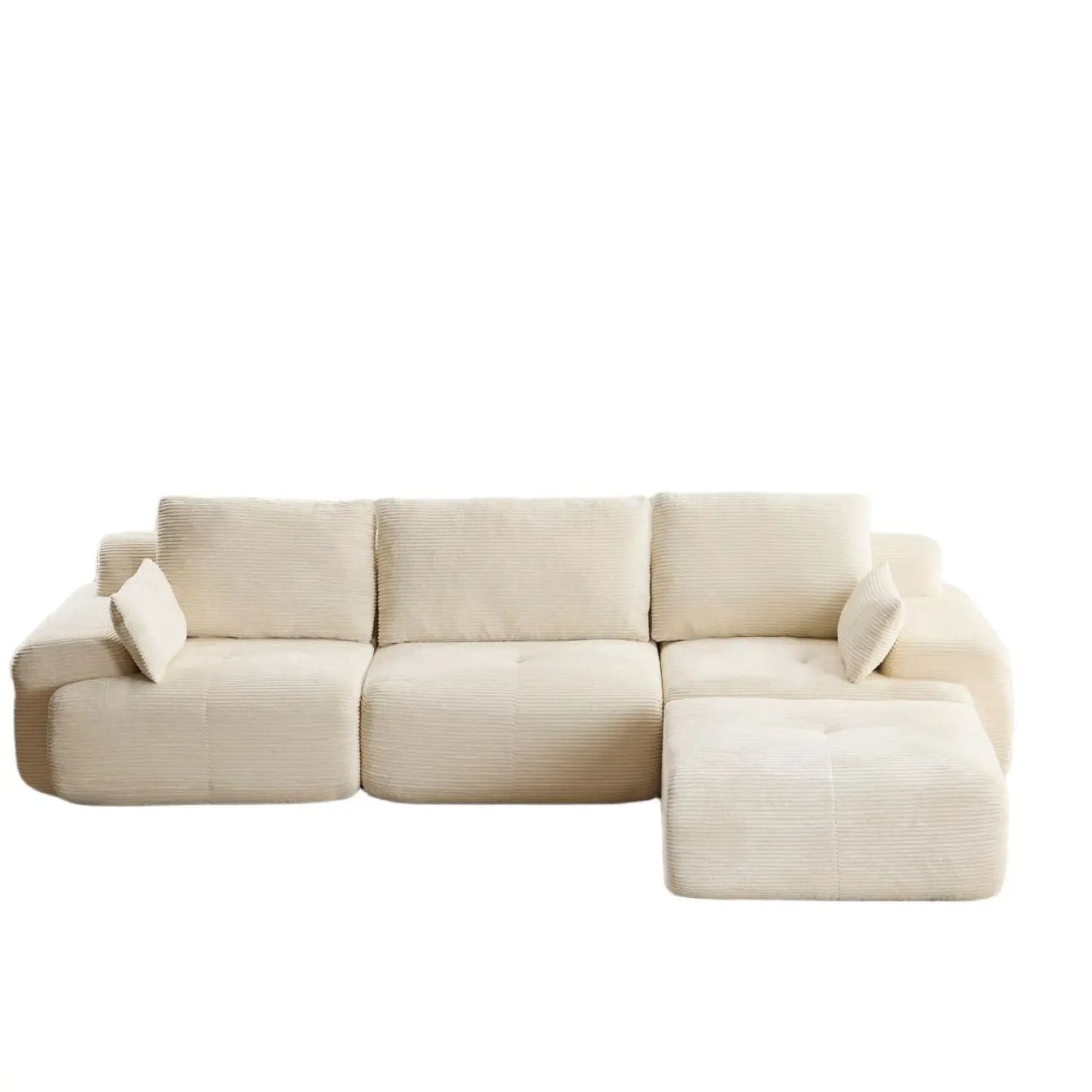 2-piece living room set: beige corduroy large sectional with ottoman by Unique Piece Furniture on Tampa Home & Garden Store