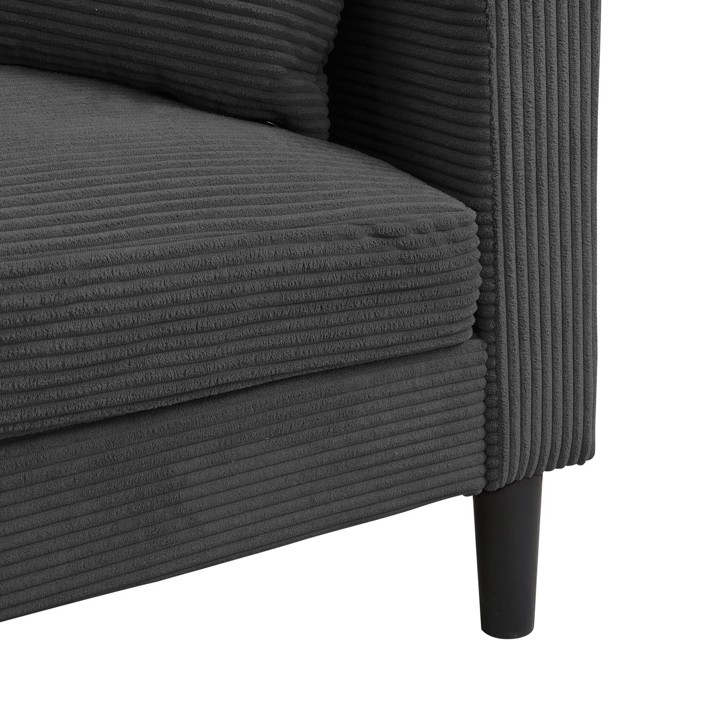Modern Upholstered Loveseat Sofa charcoal corduroy ribbed texture HouseOfZazla stationary on Tampa Home & Garden Store