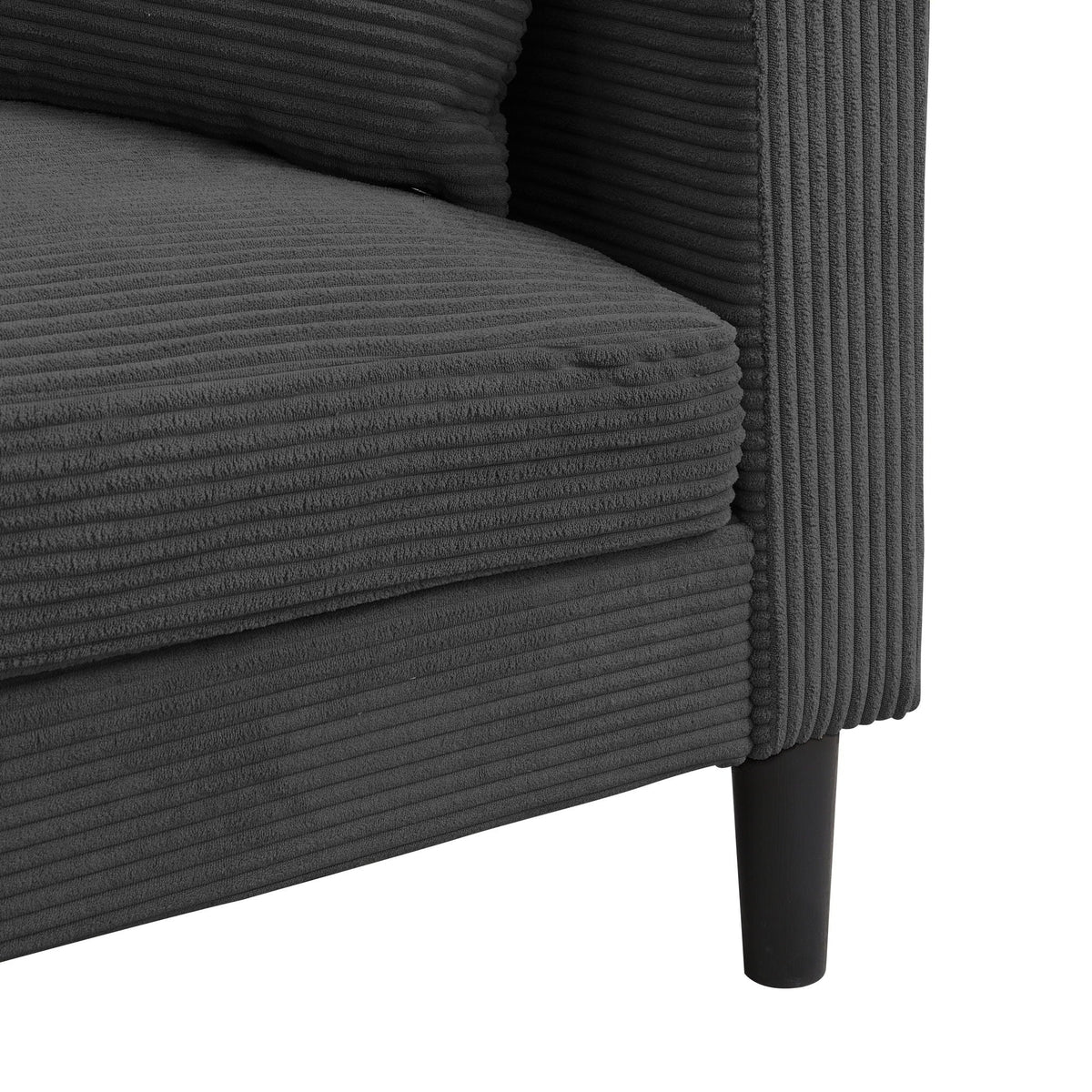 Modern Upholstered Loveseat Sofa charcoal corduroy ribbed texture HouseOfZazla stationary on Tampa Home & Garden Store