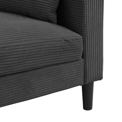 Modern Upholstered Loveseat Sofa charcoal corduroy ribbed texture HouseOfZazla stationary on Tampa Home & Garden Store