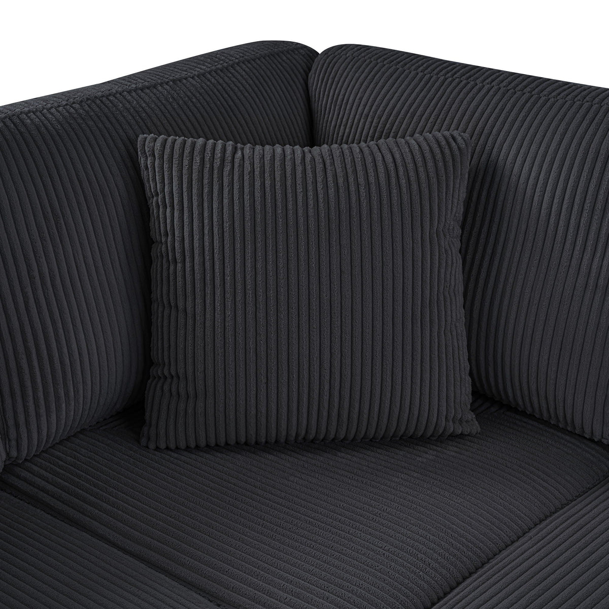 Oversized U-shaped sectional sofa with chaise and charcoal corduroy cushions, 3 pillows on Tampa Home & Garden Store