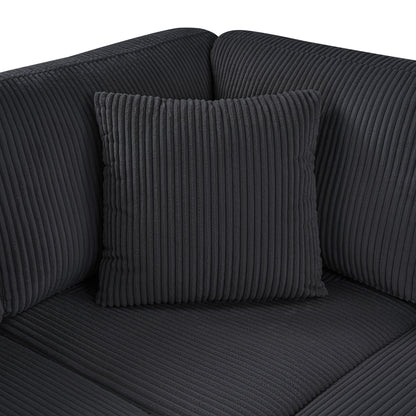 Oversized U-shaped sectional sofa with chaise and charcoal corduroy cushions, 3 pillows on Tampa Home & Garden Store