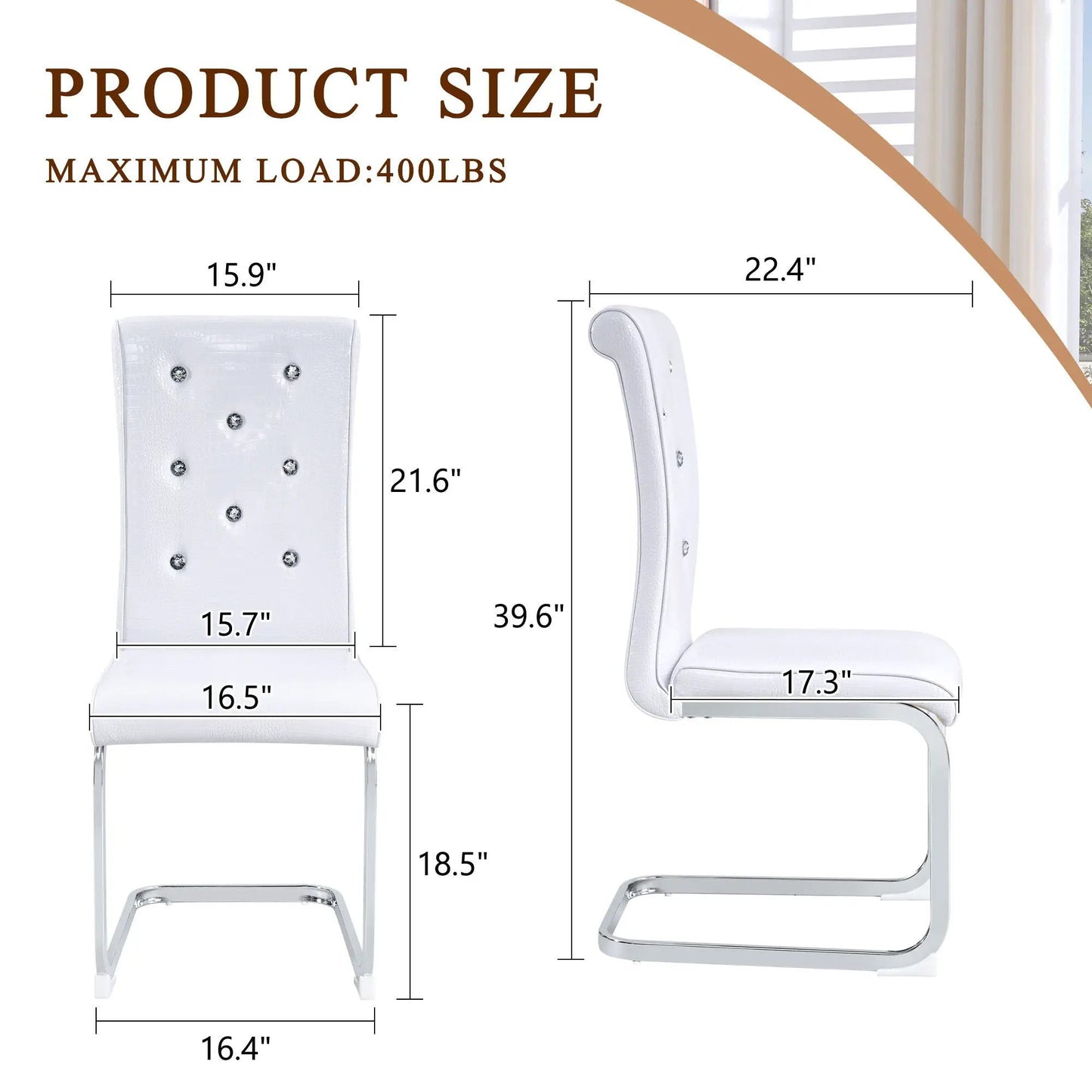 Elegant Design Upholstered Dining Chairs leather with crystal buttons Unique Piece Furniture on Tampa Home & Garden Store