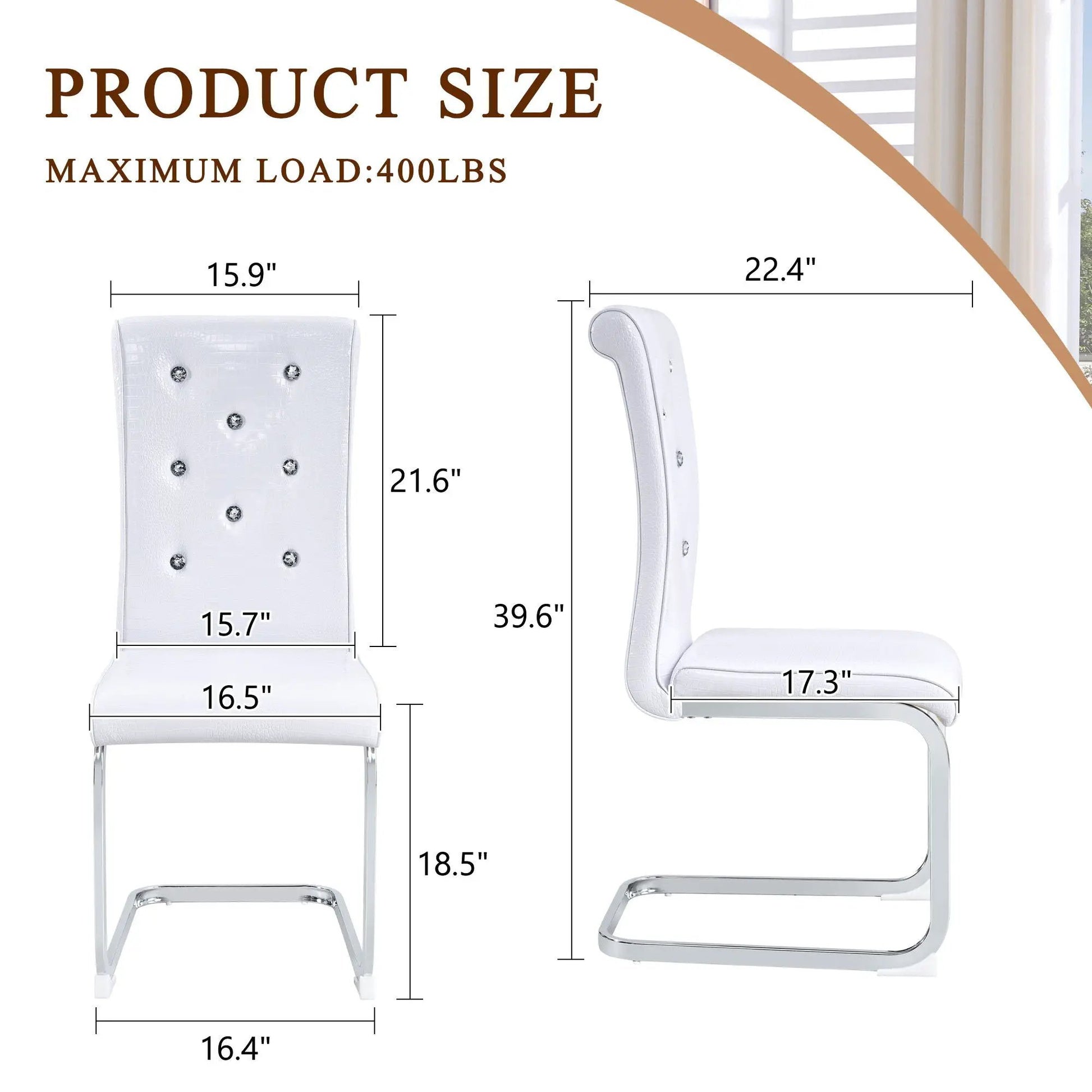 Elegant Design Upholstered Dining Chairs leather with crystal buttons Unique Piece Furniture on Tampa Home & Garden Store