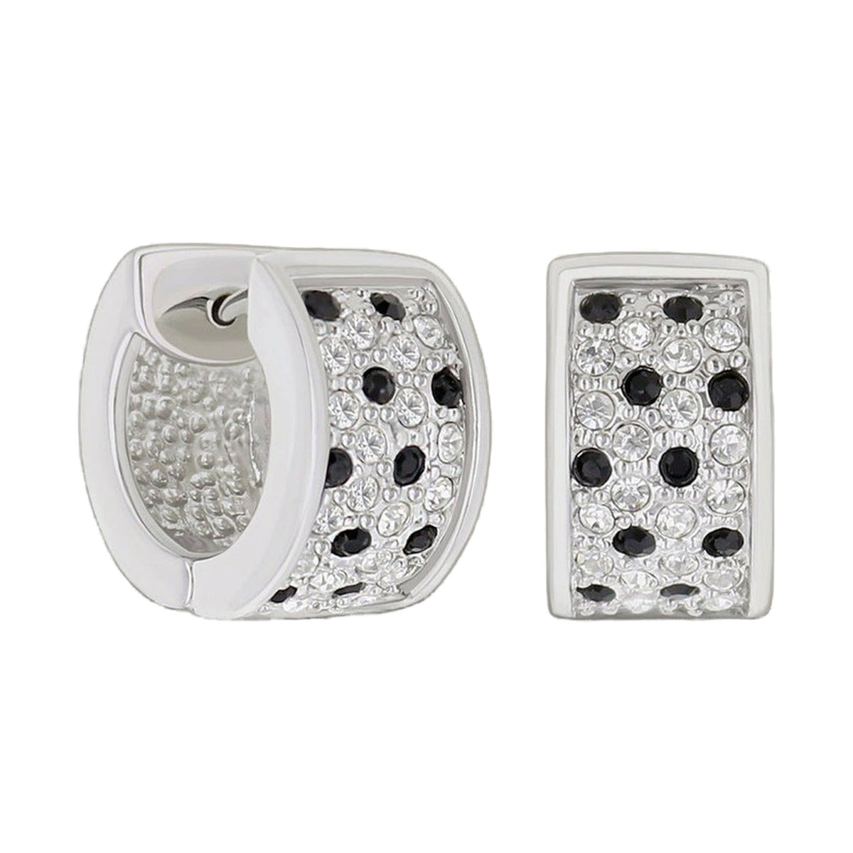 Pave Huggies by Lauren G Adams; silver-tone rectangular crystal pavé earrings, 2-piece set on Tampa Home & Garden Store