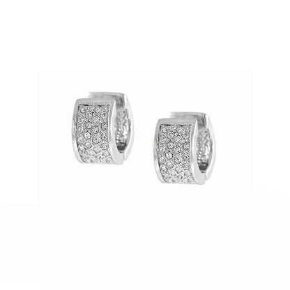 Pave Huggies earrings pair in silver-tone with pavé crystals by Lauren G Adams on Tampa Home & Garden Store