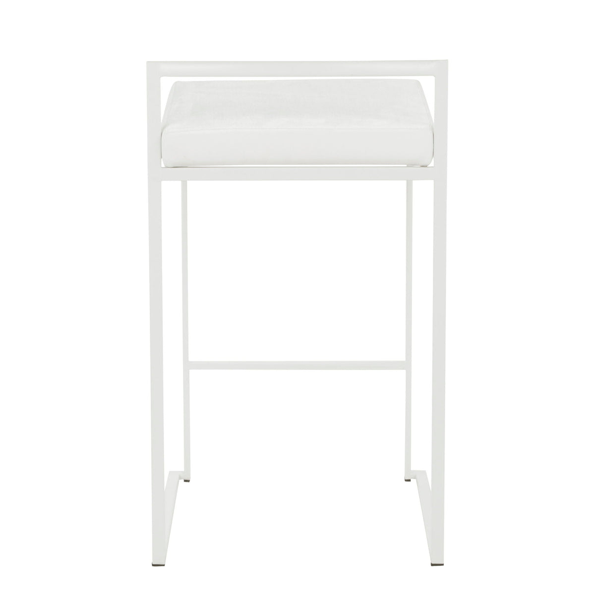Stackable counter stool with padded white seat and white metal frame by HouseOfZazla on Tampa Home & Garden Store