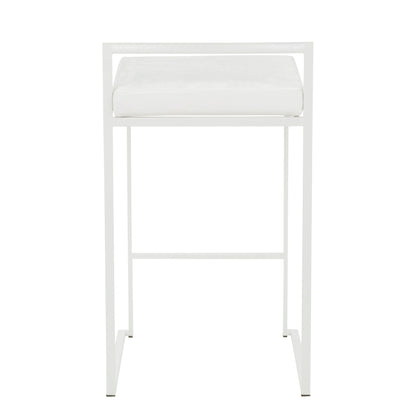 Stackable counter stool with padded white seat and white metal frame by HouseOfZazla on Tampa Home & Garden Store