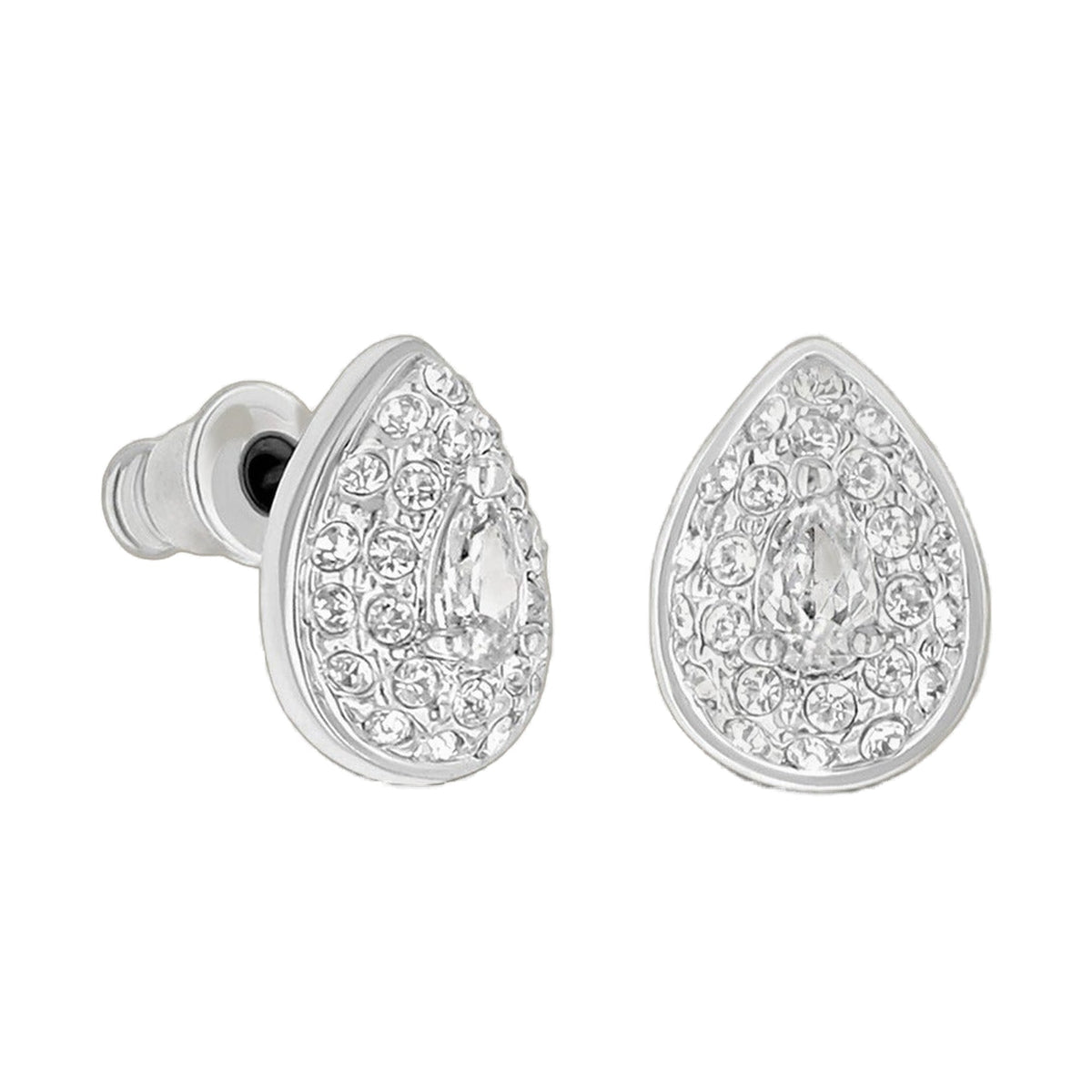 Tear Drop Crystal Earrings by Lauren G Adams, silver-tone pave teardrops on Tampa Home & Garden Store