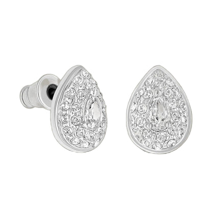 Tear Drop Crystal Earrings by Lauren G Adams, silver-tone pave teardrops on Tampa Home & Garden Store