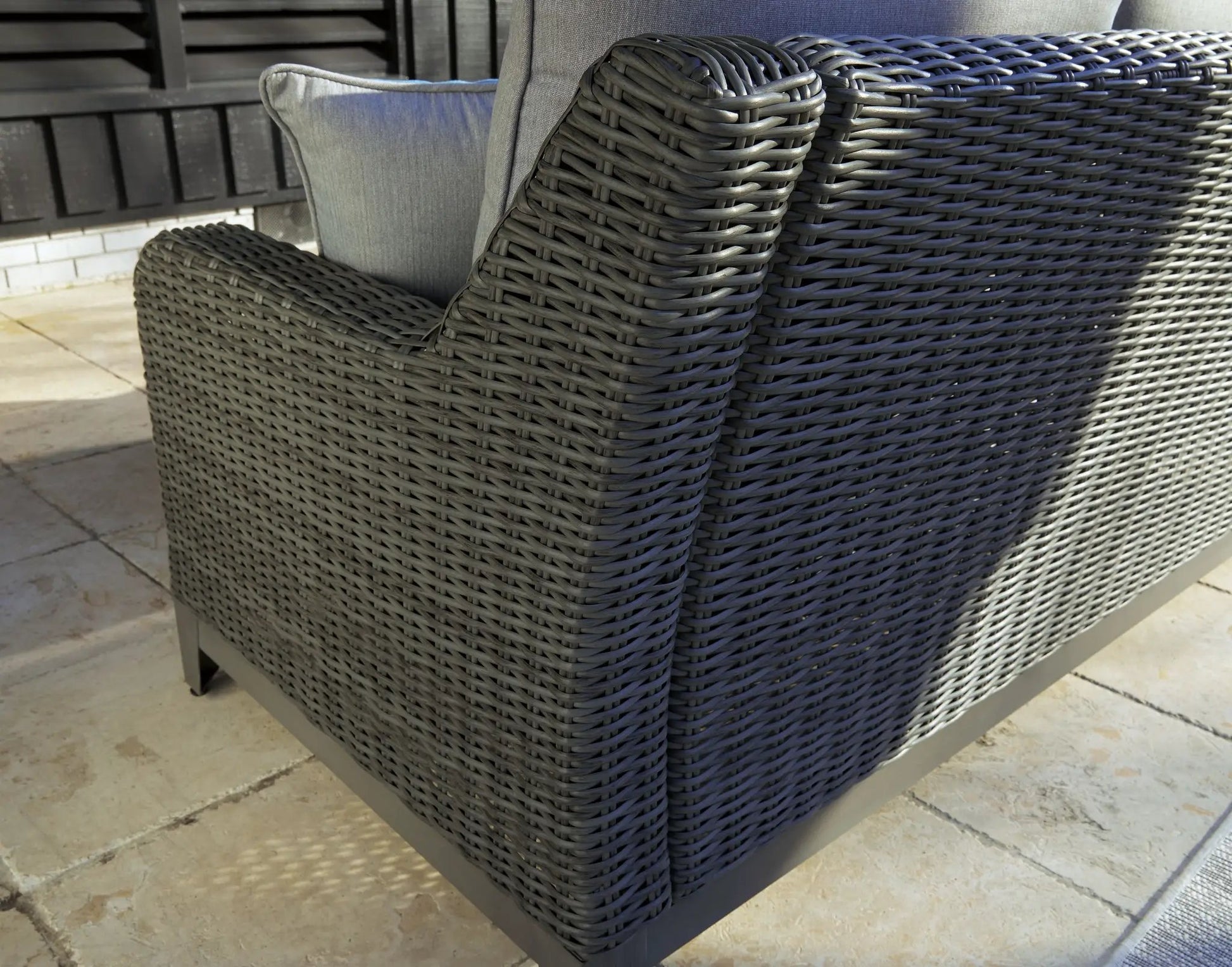Elite Park loveseat with cushion in gray wicker by Unique Piece Furniture on Tampa Home & Garden Store