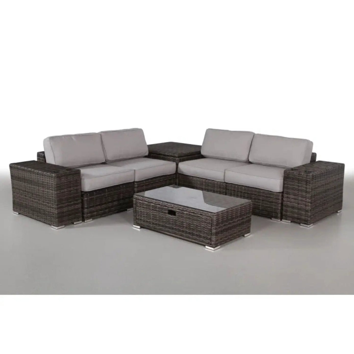 Modern Patio Rattan Sectional Set with Cushions, 2-piece outdoor by Unique Piece Furniture on Tampa Home & Garden Store