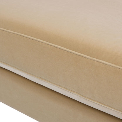 Accent Arm Chair beige suede-like upholstery with visible stitching and piping edge on Tampa Home & Garden Store