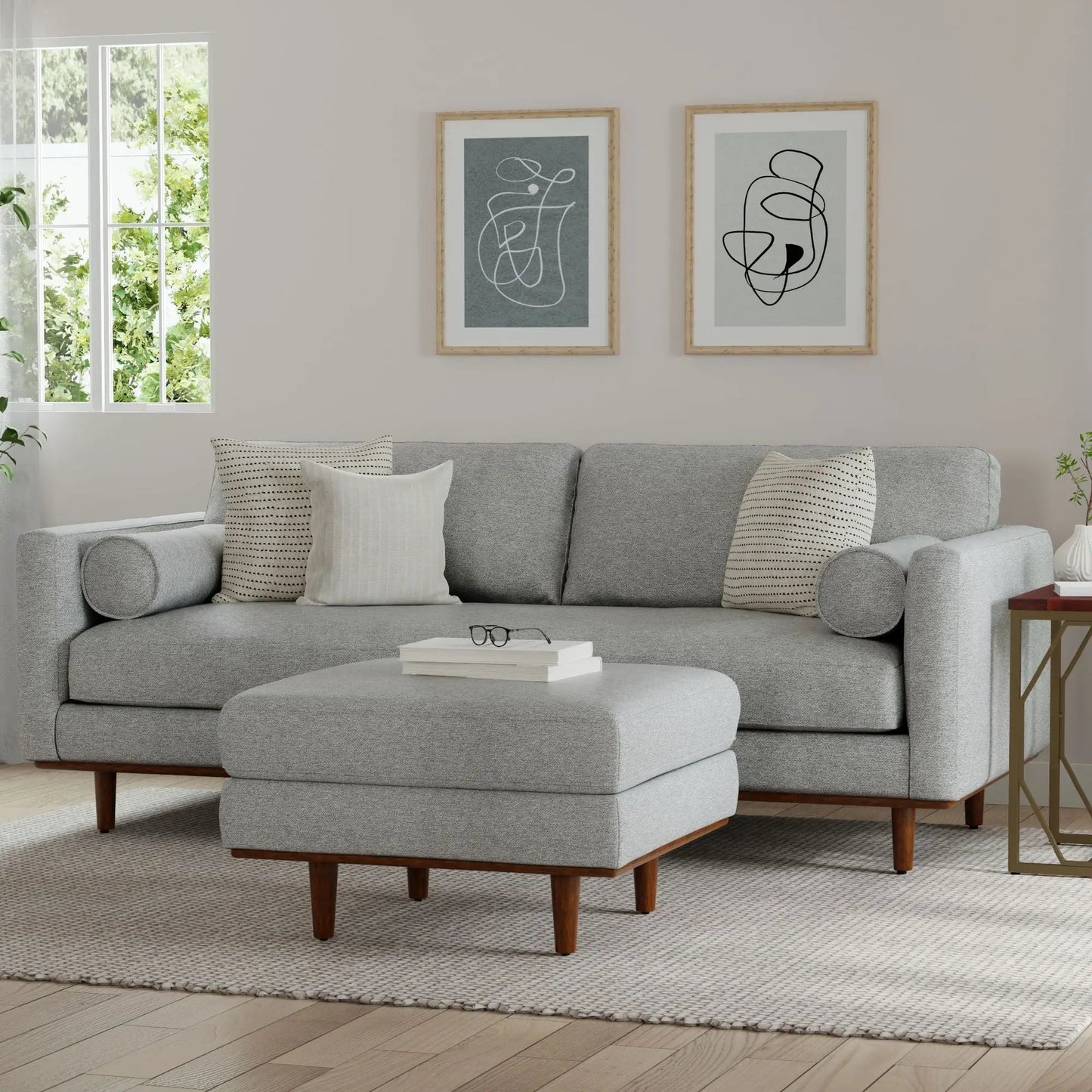 Morrison Sofa and Ottoman Set in Leather
