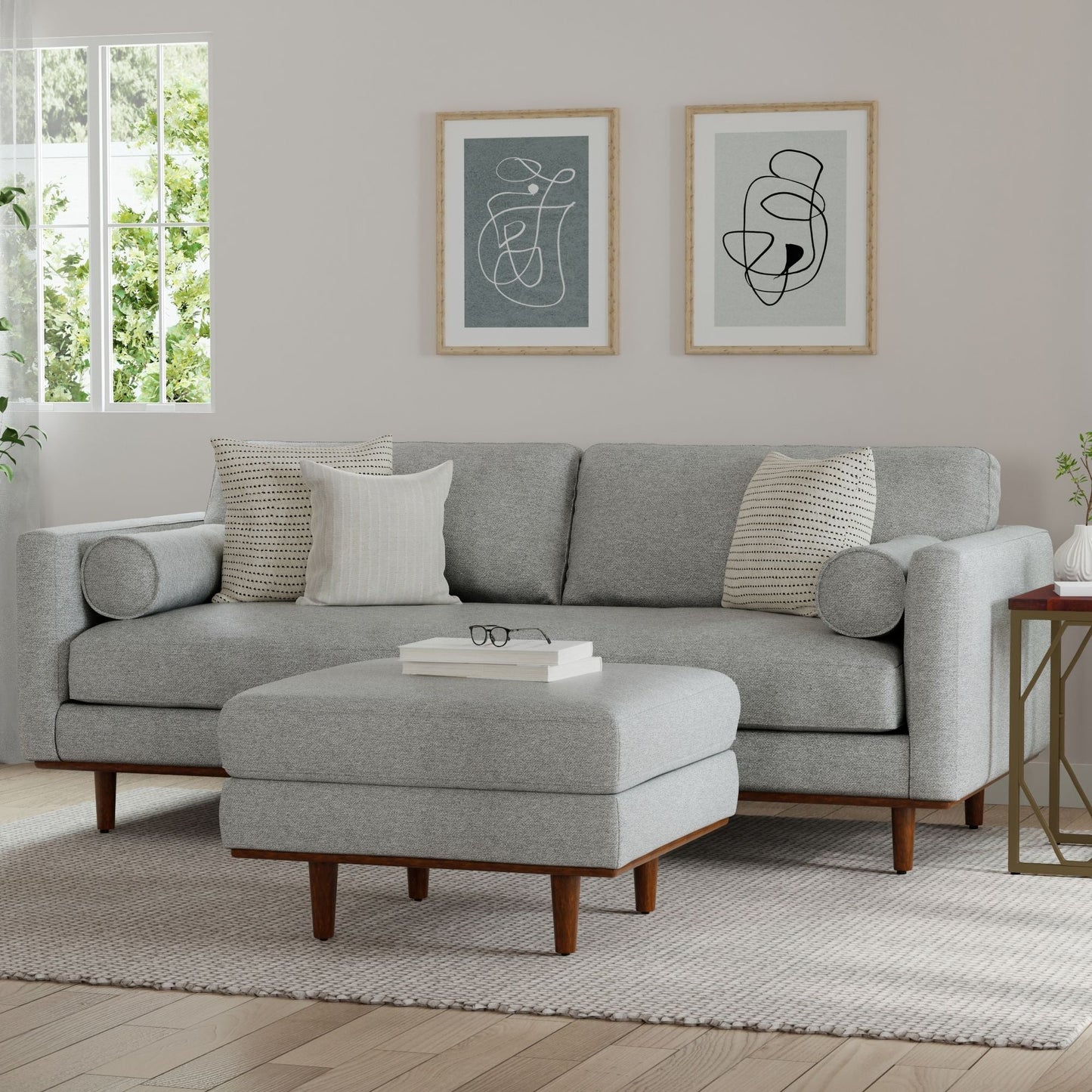Morrison Brazilian Leather Sofa and Ottoman Set